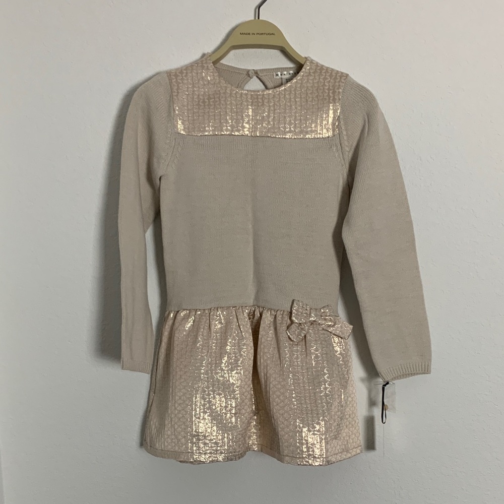 Max Studio Cream and Gold Knit Dress